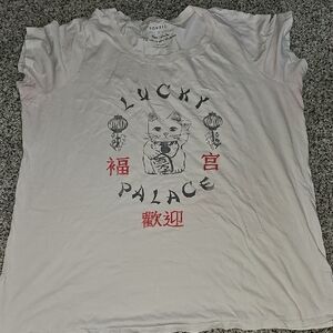Torrid Cream Lucky Palace Cat Fortune Tee 2 2x